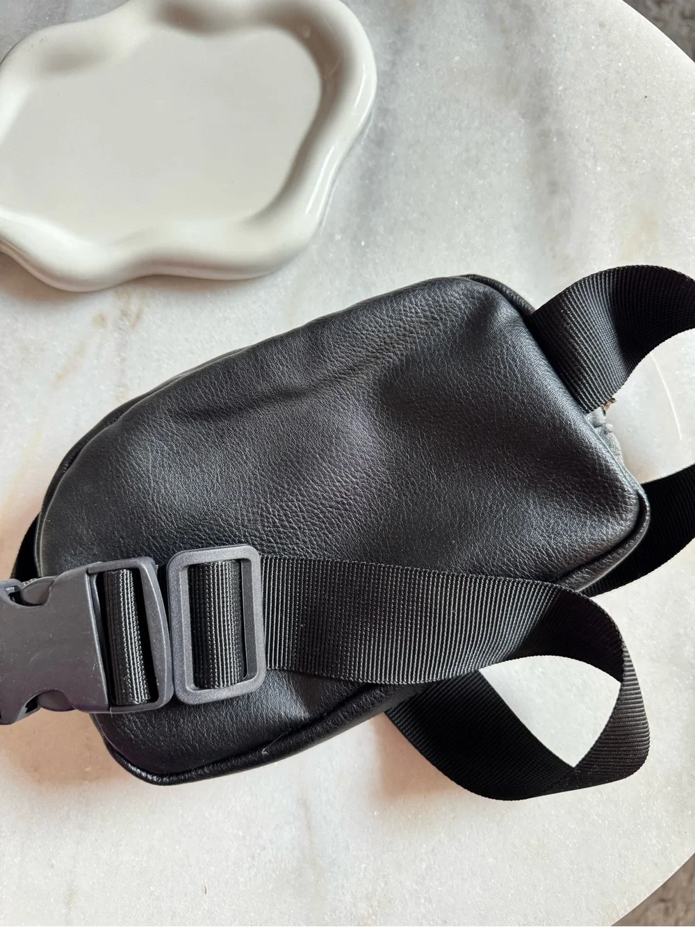 Black Leather Crossbody Belt Bag